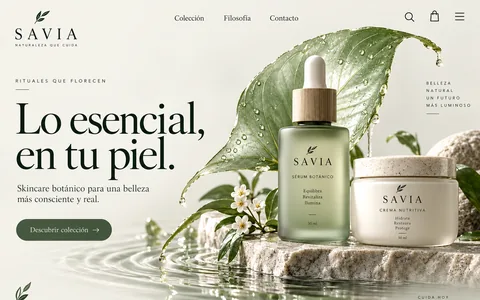 Portada de muestra de Savia, una marca de cosmética botánica